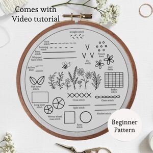 Beginner Embroidery Pattern with Video Tutorial